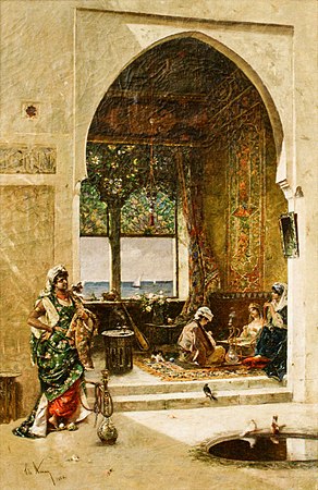 Islamic inspiration: Harem interior, by Theodor Aman, 1886, oil on canvas, Theodor Aman Museum, Bucharest, Romania