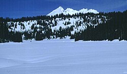 Todd Lake, frozen and covered with snow Todd Lake, Deschutes NF.jpg