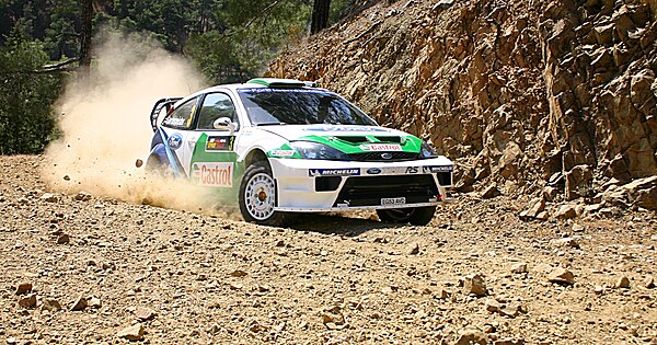 Gardemeister with a Ford Focus RS WRC 04 at the 2005 Cyprus Rally.