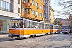 Tram in Sofia near Central mineral bath 2012 PD 033.jpg