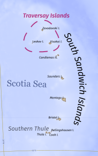 Traversay Islands Three northernmost South Sandwich Islands