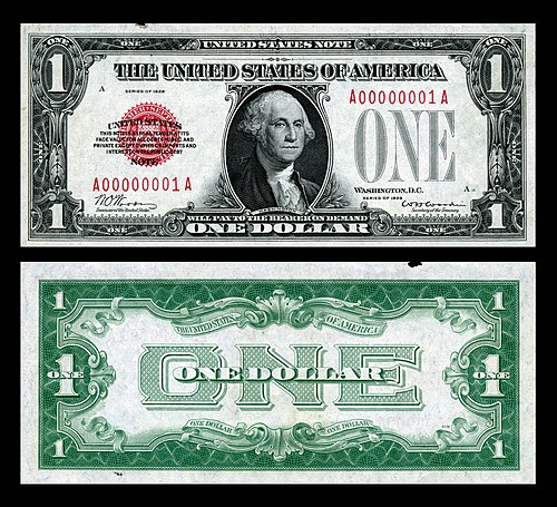 The first small-size $1 United States Banknote printed.