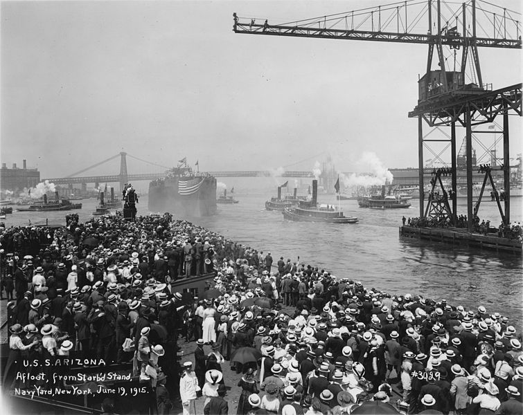 File:USS Arizona afloat after launch NARA 19-LC-19A-24.jpg