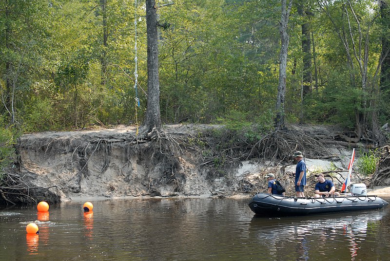 File:US Navy 070815-N-9610C-004 Divers assigned to the Explosive Ordnance Disposal Divisions of Naval Submarine Base Kings Bay and Naval Station Mayport search a section of the Ogeechee River in search of old ordnance.jpg