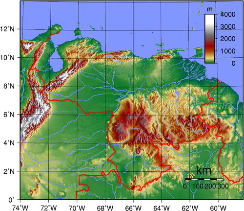 מפה טופוגרפית של ונצואלה