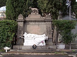 Luciano Campisi's grave monument to Mameli in Campo Verano, Rome, built in 1891.[lower-alpha 1]