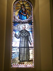 Stained glass window of Saint Antonio Maria Pucci in Viareggio Viareggio, chiesa di sant'andrea, vetrata di sant'antonio maria pucci.JPG