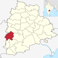 मानचित्र जिसमें विकाराबाद ज़िला వికారాబాదు జిల్లా Vikarabad हाइलाइटेड है