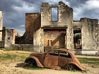 Oradour-sur-Glane in France, which was destroyed by the military forces of Nazi Germany in the 1940s. Village martyr d'Oradour-sur-Glane 10.jpg