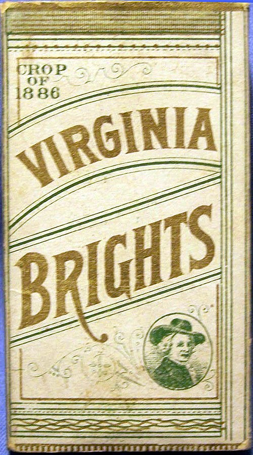 Virginia Brights cigarette box by Allen & Ginter, c. 1888