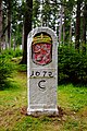 Hraniční kámen na česko-saské hranici na vrchu Rudná
