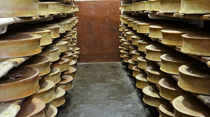 Wheels of Beaufort cheese, France