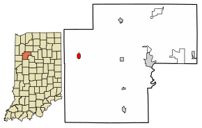 Location of Wolcott in White County, Indiana.