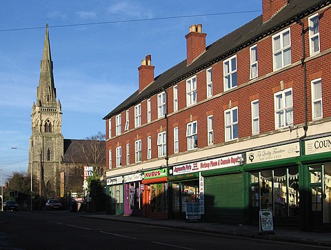 Worksop - church and shops on Gateford Road - geograph.org.uk - 3283835.jpg