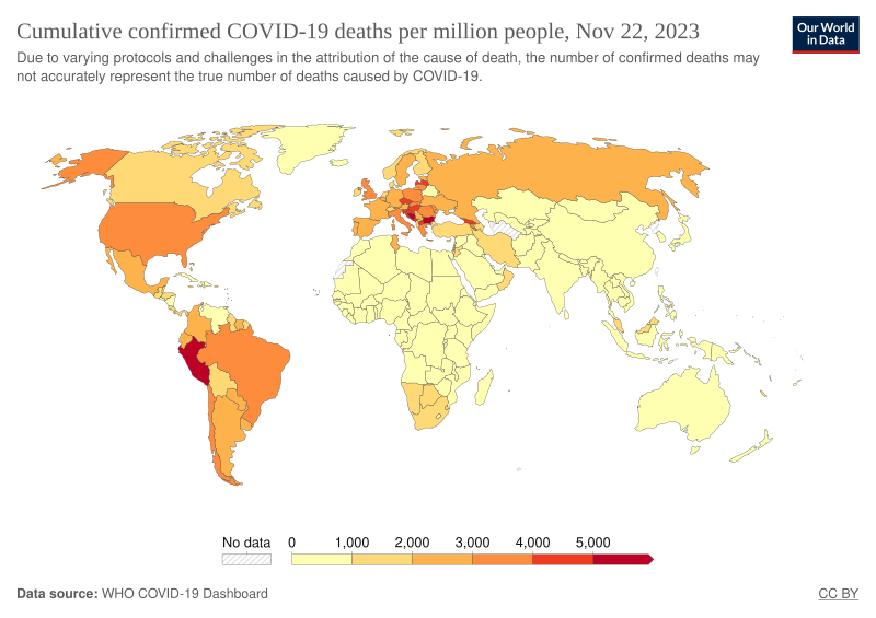 File:World map of total confirmed COVID-19 deaths per million people by country.svg