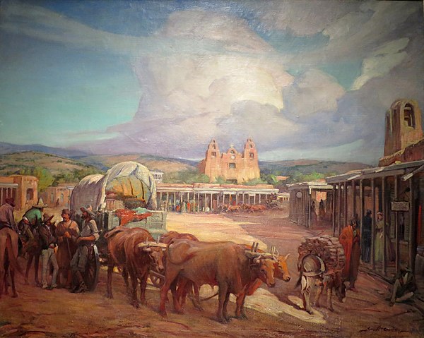 Gerald Cassidy, View of Santa Fe Plaza in the 1850s, c. 1930