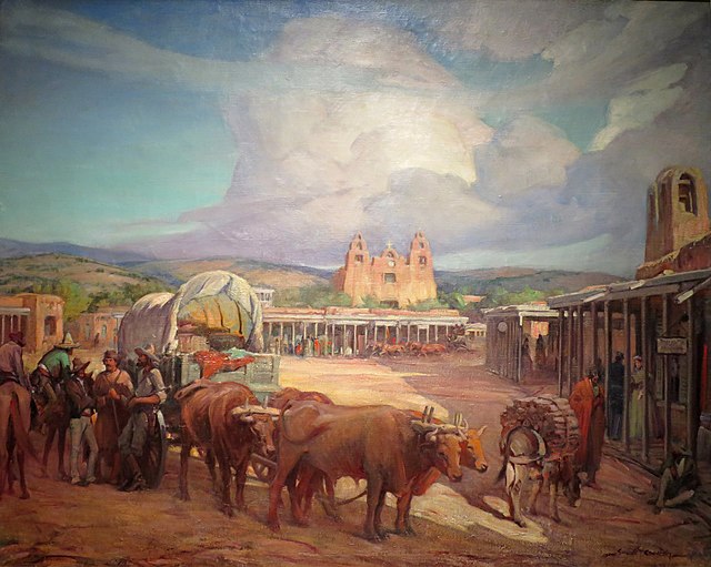 Gerald Cassidy, View of Santa Fe Plaza in the 1850s, c. 1930
