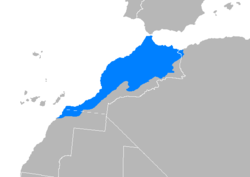 Mapa del uso del árabe marroquí