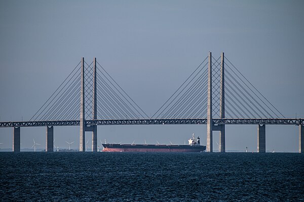 Øresund Bridge from Malmö to Copenhagen in Sweden and Denmark