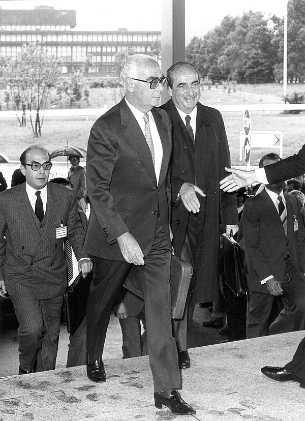 Prime Minister Rallis with Foreign Minister Constantine Mitsotakis in Luxembourg on 26 June 1981.