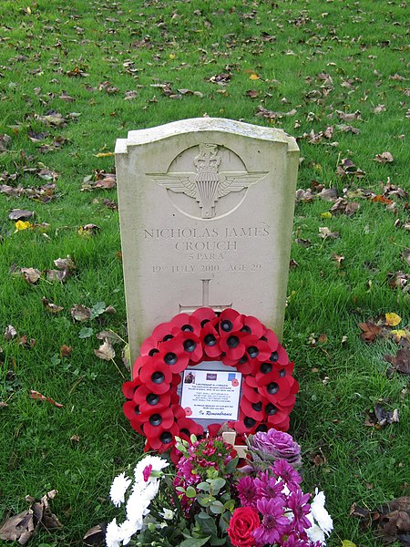 File:-2019-11-13 Private security contractor gravestone, Nicholas James Crouch, Parish church of Saint John the Baptist's head, Trimingham (2).JPG