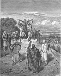Tiedustelijat palaavat Luvatusta maasta. Gustave Doré, 1866.