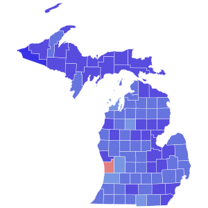 1986 Michigan gubernatorial election results map by county.svg