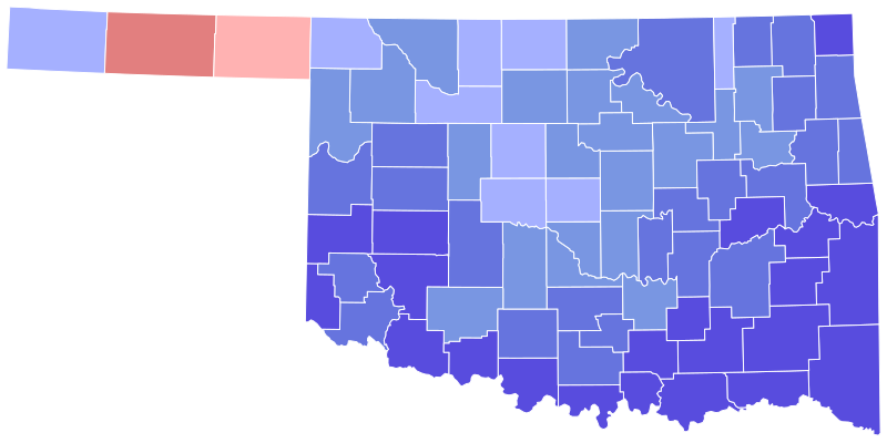File:1990 Oklahoma gubernatorial election results map by county.svg
