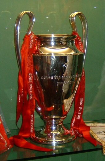 The European Cup, trophy won by Liverpool for a fifth time in 2005