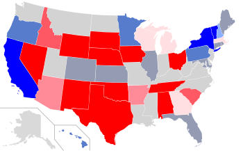 .mw-parser-output .legend{page-break-inside:avoid;break-inside:avoid-column}.mw-parser-output .legend-color{display:inline-block;min-width:1.25em;height:1.25em;line-height:1.25;margin:1px 0;text-align:center;border:1px solid black;background-color:transparent;color:black}.mw-parser-output .legend-text{}
Safe/Solid Democratic
Likely Democratic
Lean Democratic
Tilt Democratic
Tilt Republican
Lean Republican
Likely Republican
Safe/Solid Republican
Tilt Independent 2014 United States gubernatorial elections predictions map.svg
