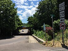 WV 28 Alt southbound in Ridgeley 2016-06-18 12 40 21 View south along West Virginia State Route 28 Alternate (Mulligan Street) at Bridge Street in Ridgeley, Mineral County, West Virginia.jpg