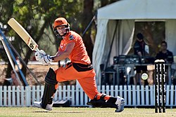Lanning during her maiden WBBL century, playing for the Perth Scorchers in 2019 2019-20 WBBL PS v HH 19-12-01 Lanning (01).jpg