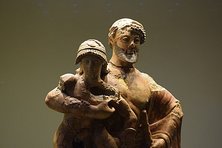 Zeus carrying away Ganymede (Late Archaic terracotta, 480-470 BC)