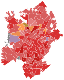 Republican primary results by precinct
de Sarachaga-Bilbao
50-60%
60-70%
70-80%
80-90%
>=90%
Moustafa
50-60%
60-70%
80-90%
Tie
50%
No data
No data 2022 Charlotte Republican mayoral primary election results map by precinct.svg