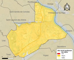 Carte des zones d'aléa retrait-gonflement des sols argileux de Roquemaure.