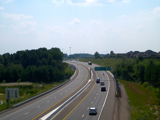 The Highway 410 extension, opened in 2009, would be bypassed by the construction of the GTA West. 410 Extension.png