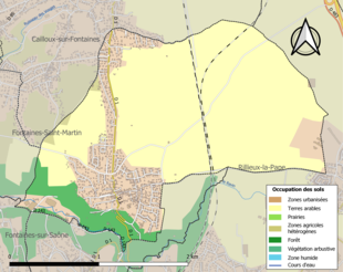 Barevná mapa znázorňující využití půdy.