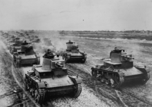 Polish Army 7TP tanks on military manoeuvres shortly before the invasion of Poland in 1939 7TP Polish Tank.png