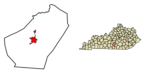 Location of Columbia in Adair County, Kentucky.
