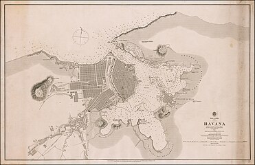 Mapa Hawany w 1854 roku; widoczne mury miejskie (zburzone dekadę później) okalające stare miasto