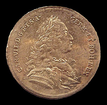 Thaler coin of Charles VII, dated 1743