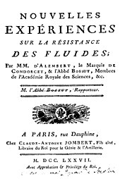 Nouvelles expériences sur la résistance des fluides, 1777