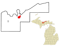 Location of Munising, Michigan