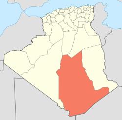 Map of Algeria highlighting Tamanrasset