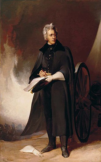 Jackson at the Battle of New Orleans, painted by Thomas Sully in 1845 from an earlier portrait he had completed from life in 1824 Andrew Jackson (1845).jpg