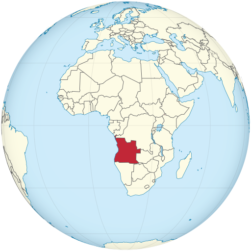 Angola on the globe (Africa centered)