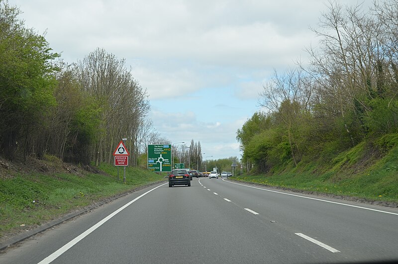 File:Approaching A60 roundabout on A57 - geograph.org.uk - 3453902.jpg