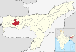 Barpetan piirikunta Assamin kartalla.