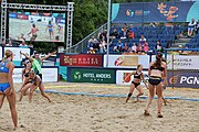 Deutsch: Beachhandball Europameisterschaften 2019 (Beach handball Euro); Tag 6: 7. Juli 2019 – Spiel um Platz Drei, Frauen, Kroatien-Niederlande 0:2 (14:23, 20:22) English: Beach handball Euro; Day 6: 7 July 2019 – Women's Bronze Medal Match – Croatia-Netherlands 0:2 (14:23, 20:22)