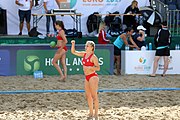 Deutsch: Beachhandball Europameisterschaften 2019 (Beach handball Euro); Tag 4: 5. Juli 2019 – Frauen, Viertelfinale, Kroatien-Ukraine 2:0 (21:20, 21:18) English: Beach handball Euro; Day 4: 5 July 2019 – Quarter Final Women – Croatia-Ukraine 2:0 (21:20, 21:18)